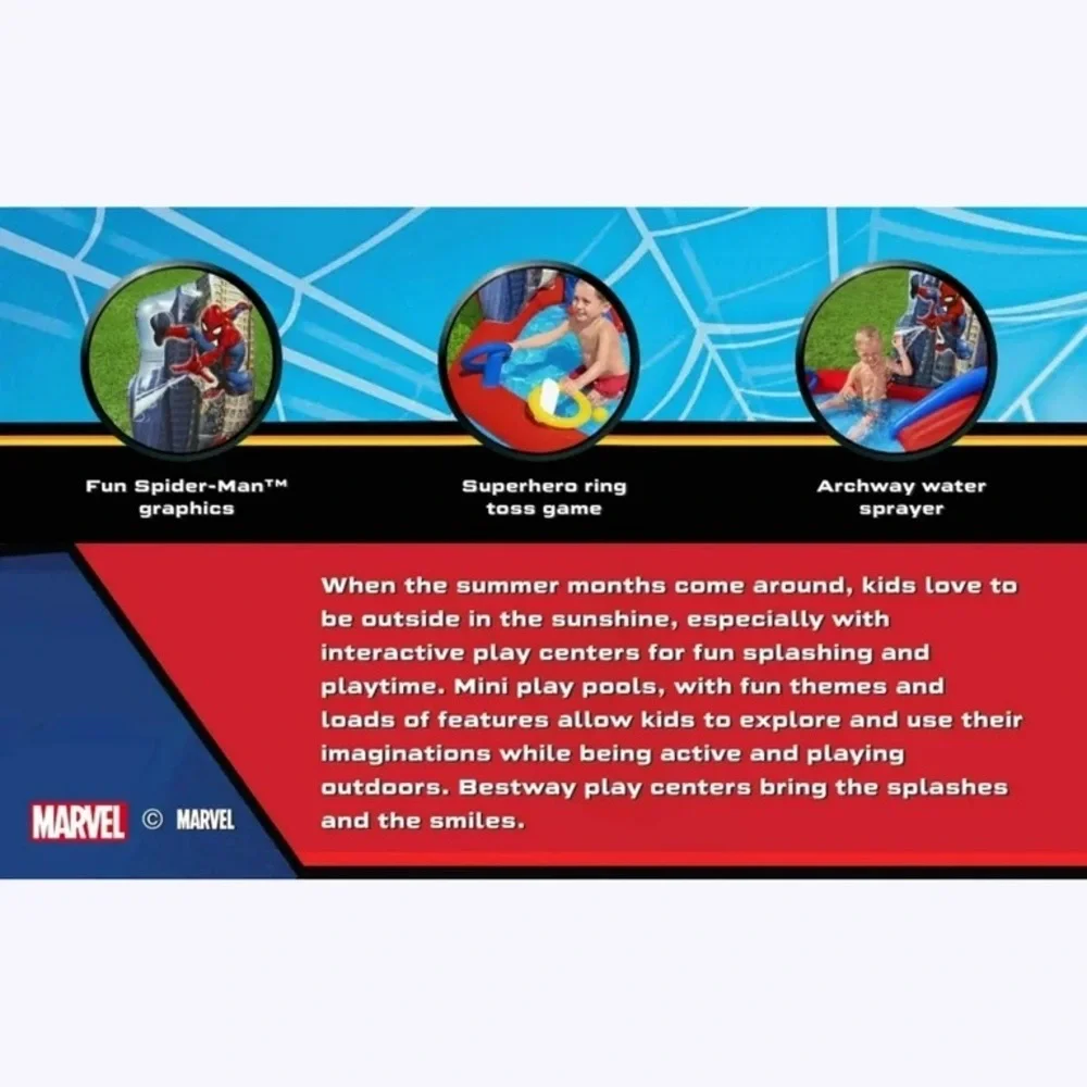 Bestway: Spider-Man Inflatable Water Play Center - 6'11"x6'9"x50". NWT in box. - Picture 3 of 10